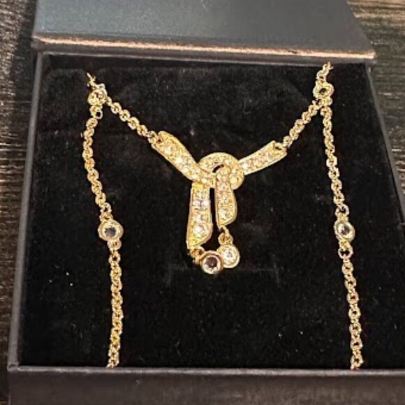 VINTAGE MONET Gold Plated Necklace with Crystals in gift box VINTAGE MONET - Picture 10 of 15